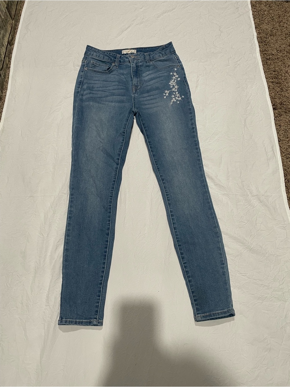 Vintage Style Y2K Floral Embroidered High Rise Skinny Jeans